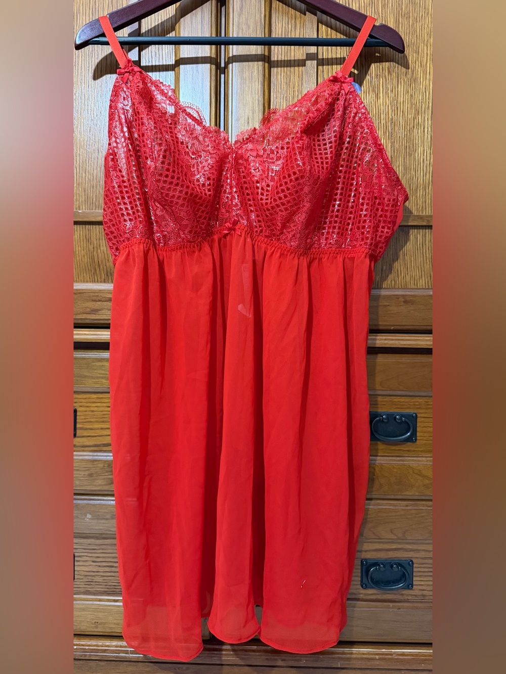 NWT Cacique Lace Mesh Babydoll Chemise Lingerie Set Romantic Sexy Boudoir Flowy